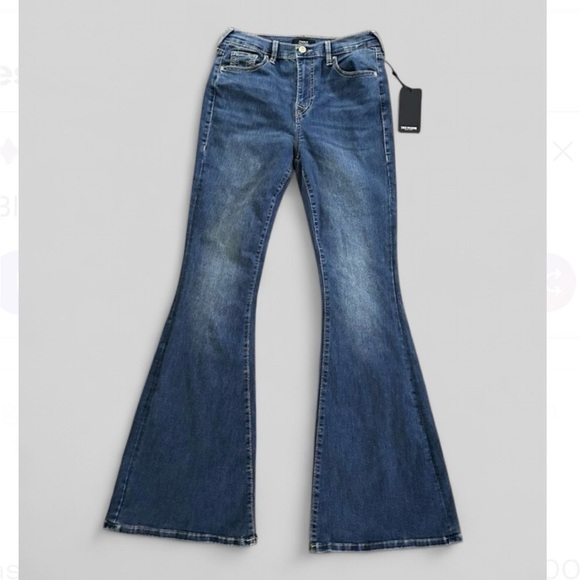 True Religion-Charlie High rise flare jeans, blue- size 27-NWT-retails $159 - Picture 4 of 11